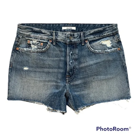 GRLFRND Blue Distressed Denim Shorts - Picture 2 of 5
